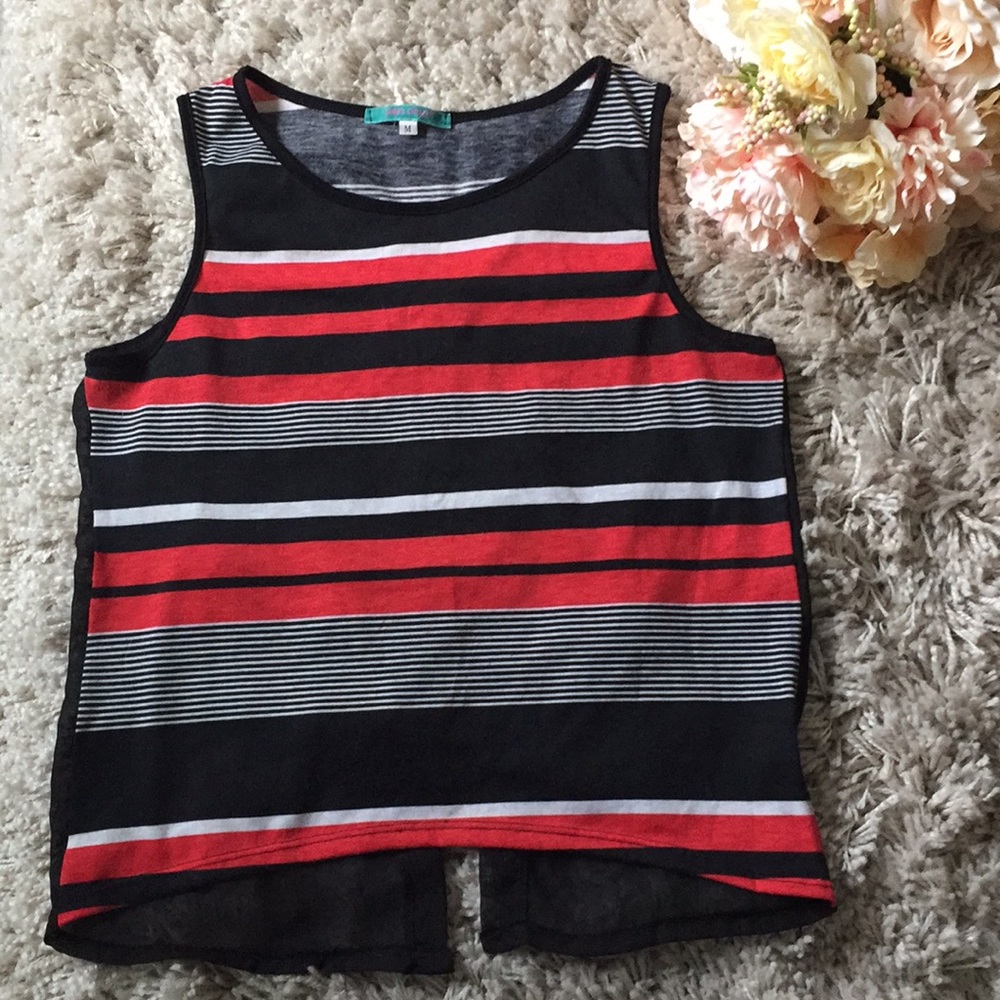 Open sheer back fashion tank